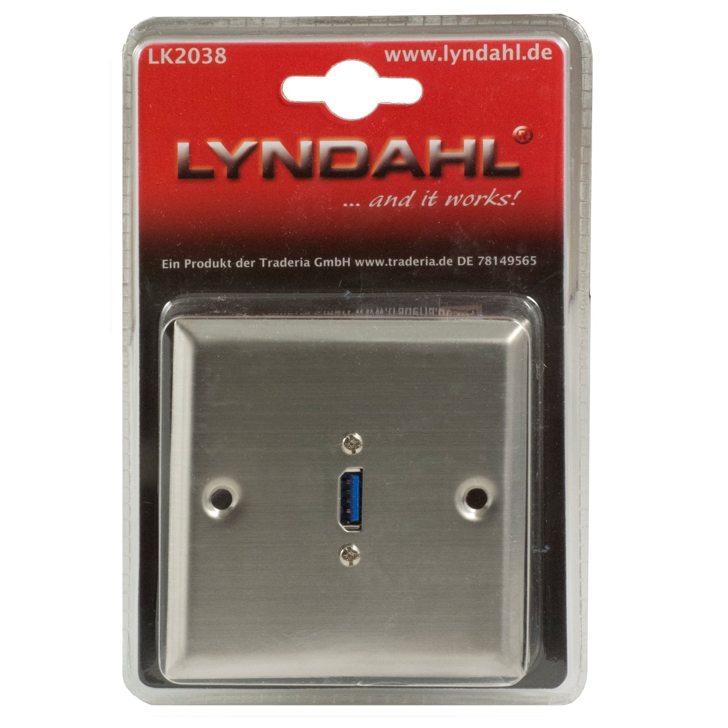 Lyndahl LK2038 Stainless steel cover USB 3.0 with mounted cable whip, 10cm